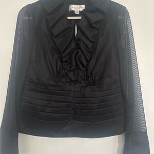 Black Ruffled Women's Blazer